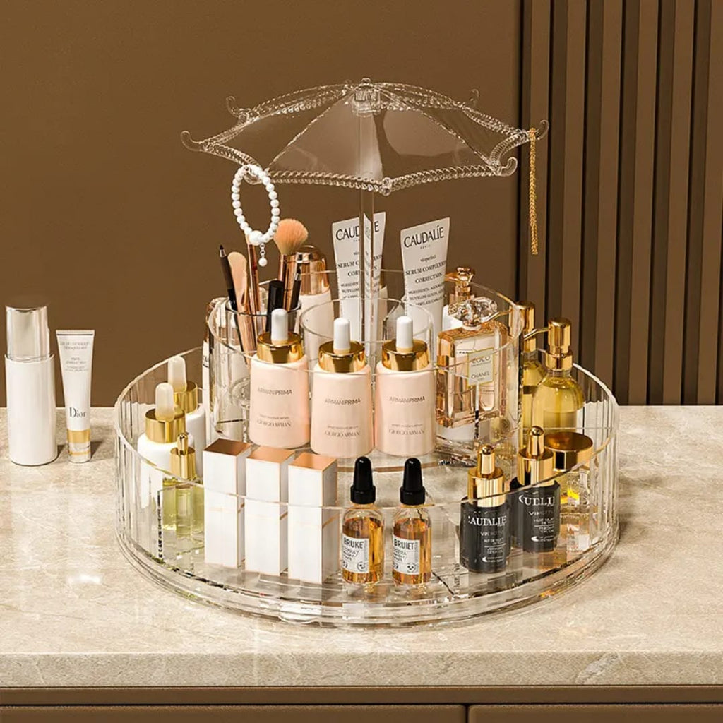 360° Rotating Makeup Organizer – Transparent Storage Box