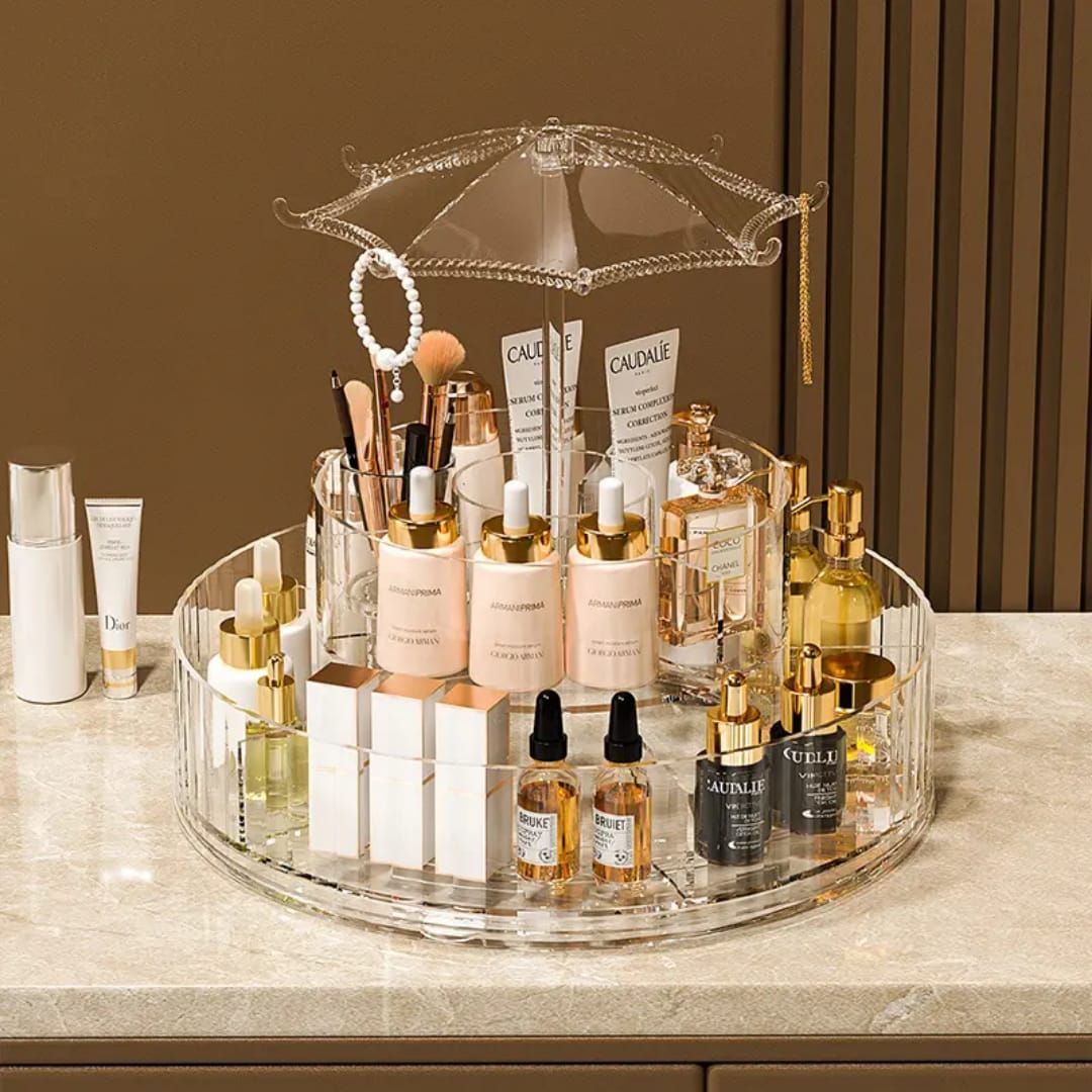 360° Rotating Makeup Organizer – Transparent Storage Box