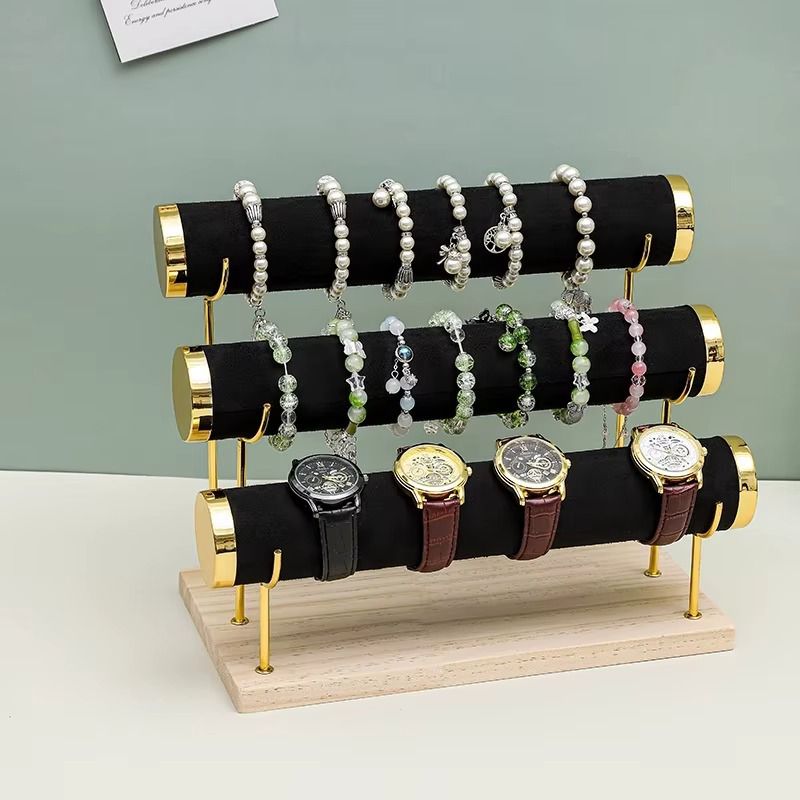 PU Leather Velvet Jewelry Organizer – Multi-Layer Bracelet & Watch Display Stand