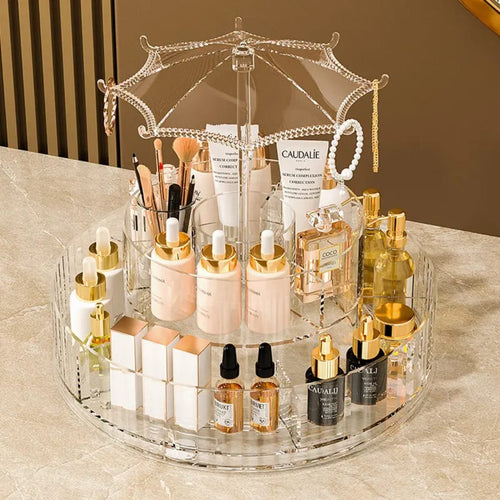 360° Rotating Makeup Organizer – Transparent Storage Box