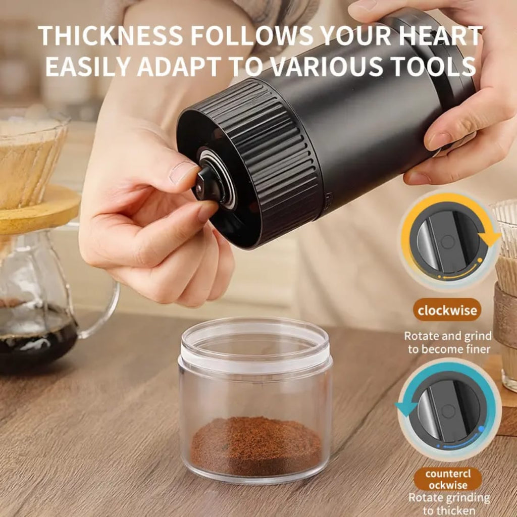 E490 Rechargeable Electric Coffee & Spice Grinder – Portable One-Button Adjustable Grinder