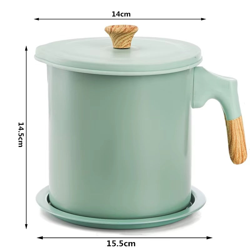 Bacon Grease Container with Strainer – 1.4L Stainless Steel Oil Filter Pot