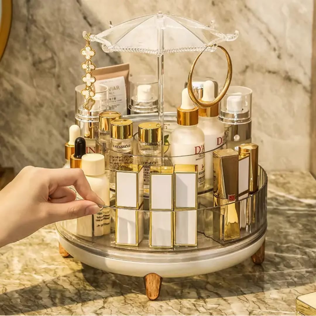 360° Rotating Makeup Organizer – Transparent Storage Box