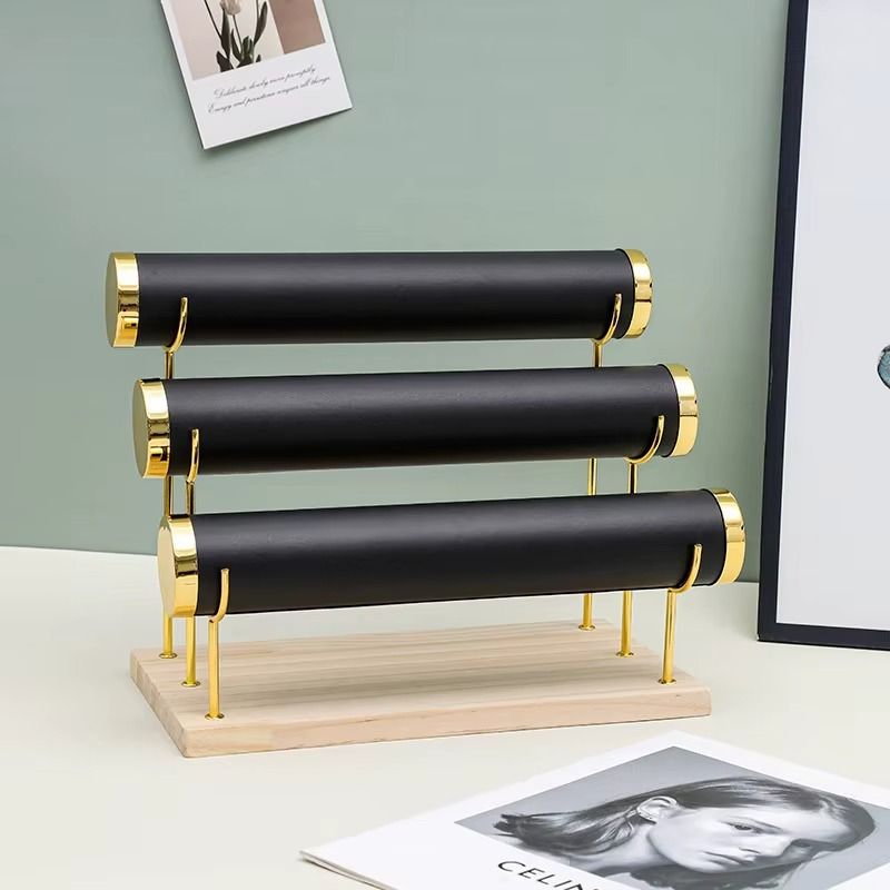 PU Leather Velvet Jewelry Organizer – Multi-Layer Bracelet & Watch Display Stand