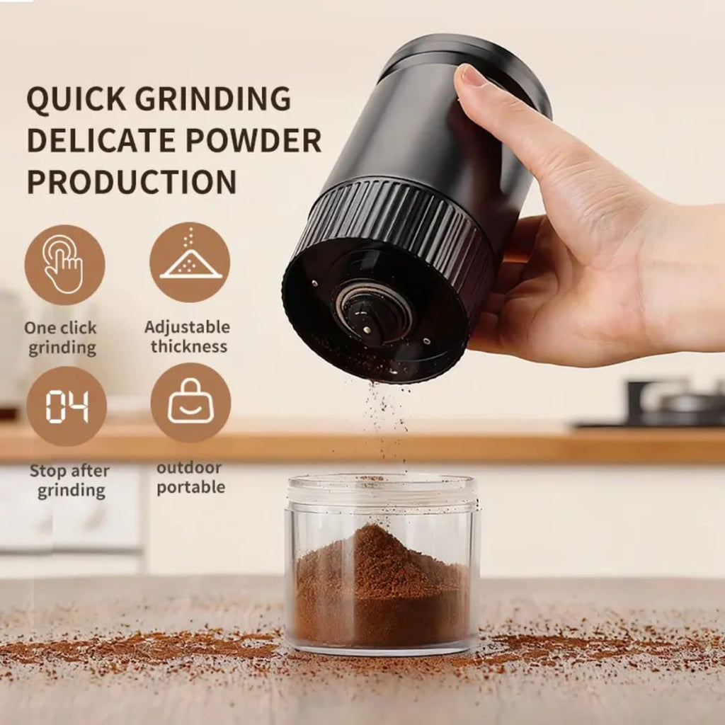 E490 Rechargeable Electric Coffee & Spice Grinder – Portable One-Button Adjustable Grinder