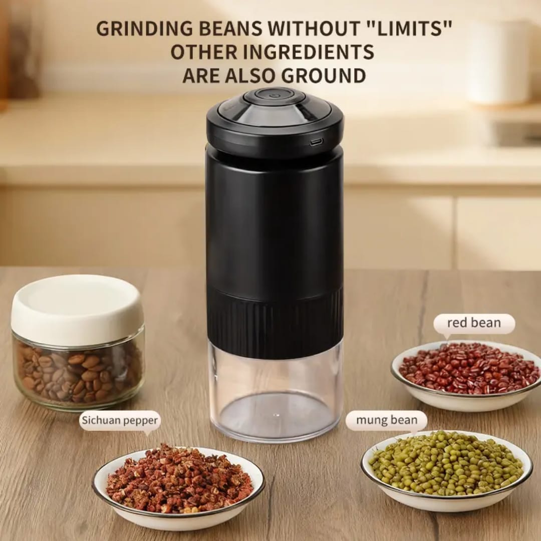 E490 Rechargeable Electric Coffee & Spice Grinder – Portable One-Button Adjustable Grinder
