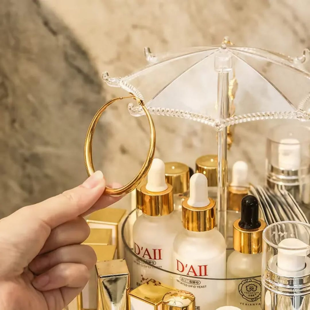 360° Rotating Makeup Organizer – Transparent Storage Box