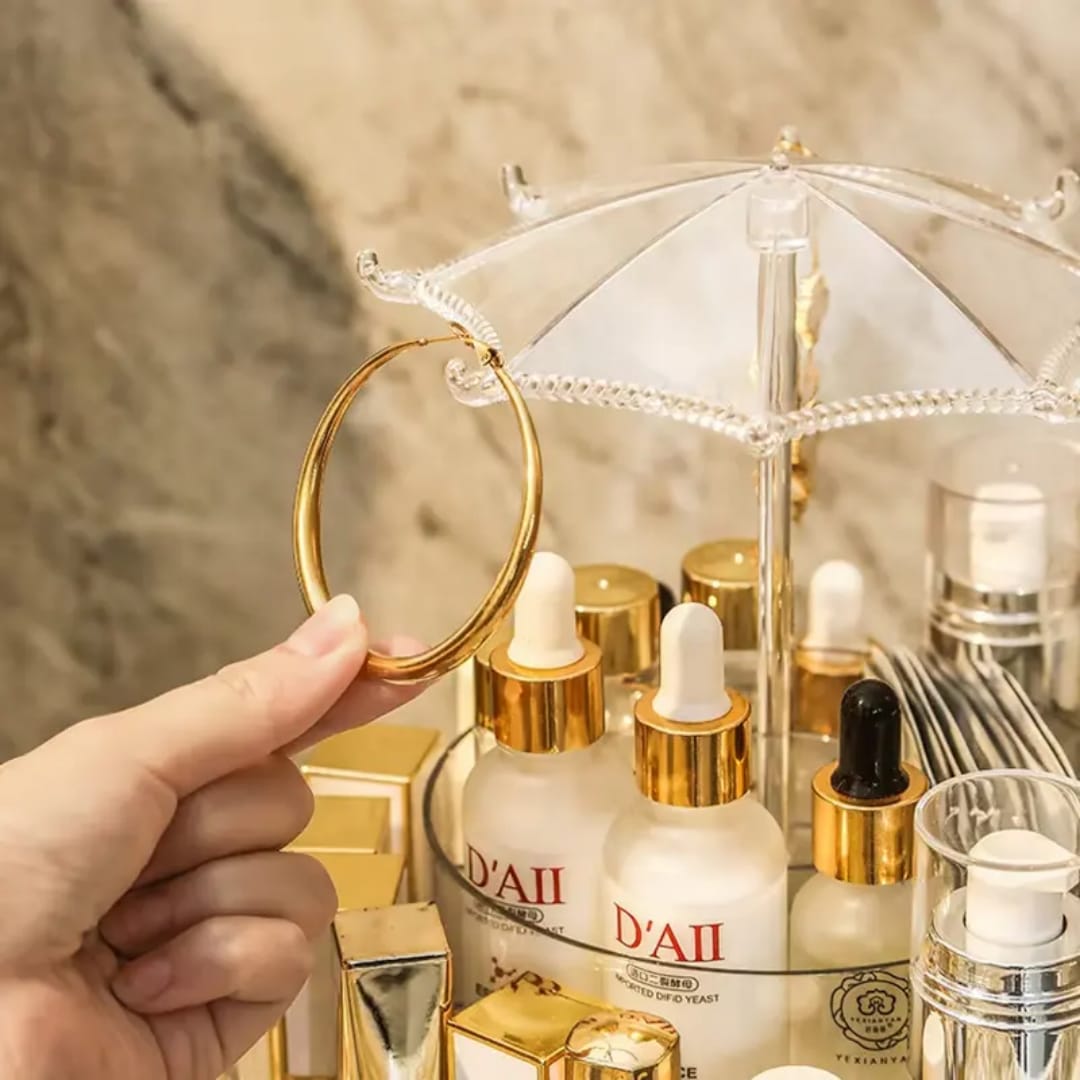 360° Rotating Makeup Organizer – Transparent Storage Box
