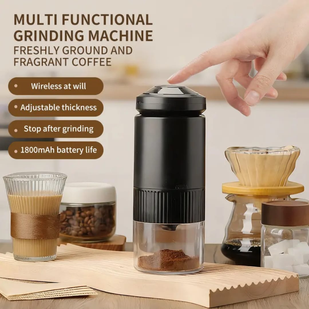 E490 Rechargeable Electric Coffee & Spice Grinder – Portable One-Button Adjustable Grinder