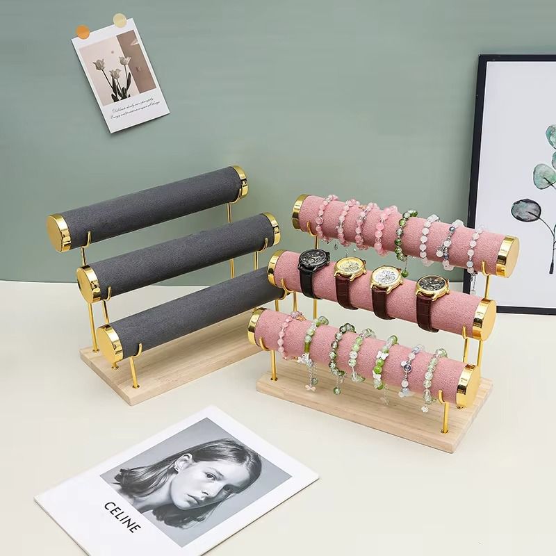 PU Leather Velvet Jewelry Organizer – Multi-Layer Bracelet & Watch Display Stand
