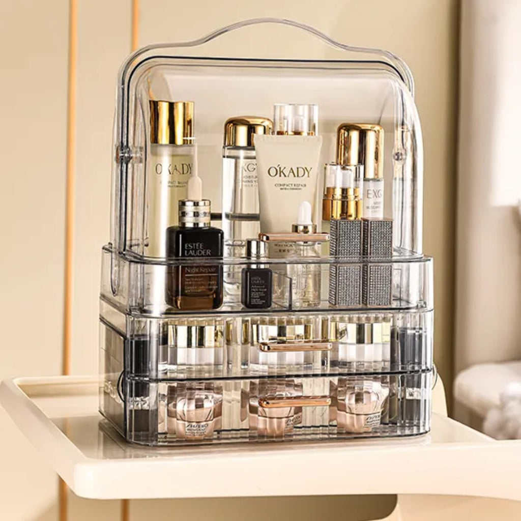 Transparent Makeup Organizer with Drawers – Cosmetic & Jewelry Storage Case