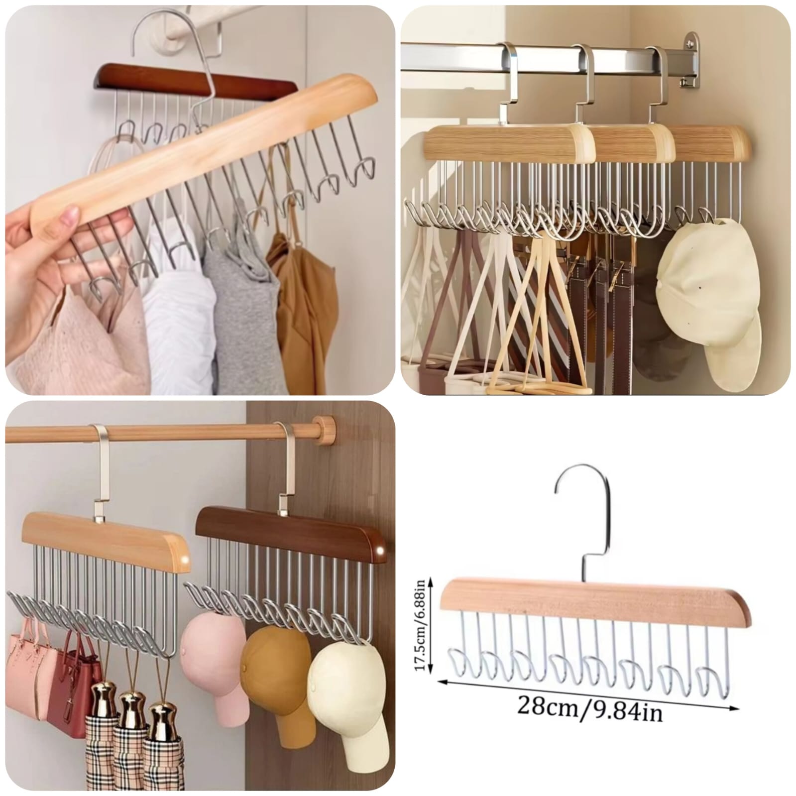 8 Hooks Wooden Hanger – Multi-Purpose Organizer