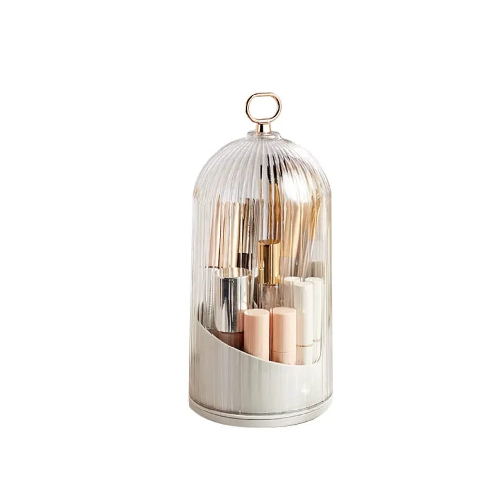 360° Rotating Makeup Brush Holder – Cosmetic Storage Box with Cover