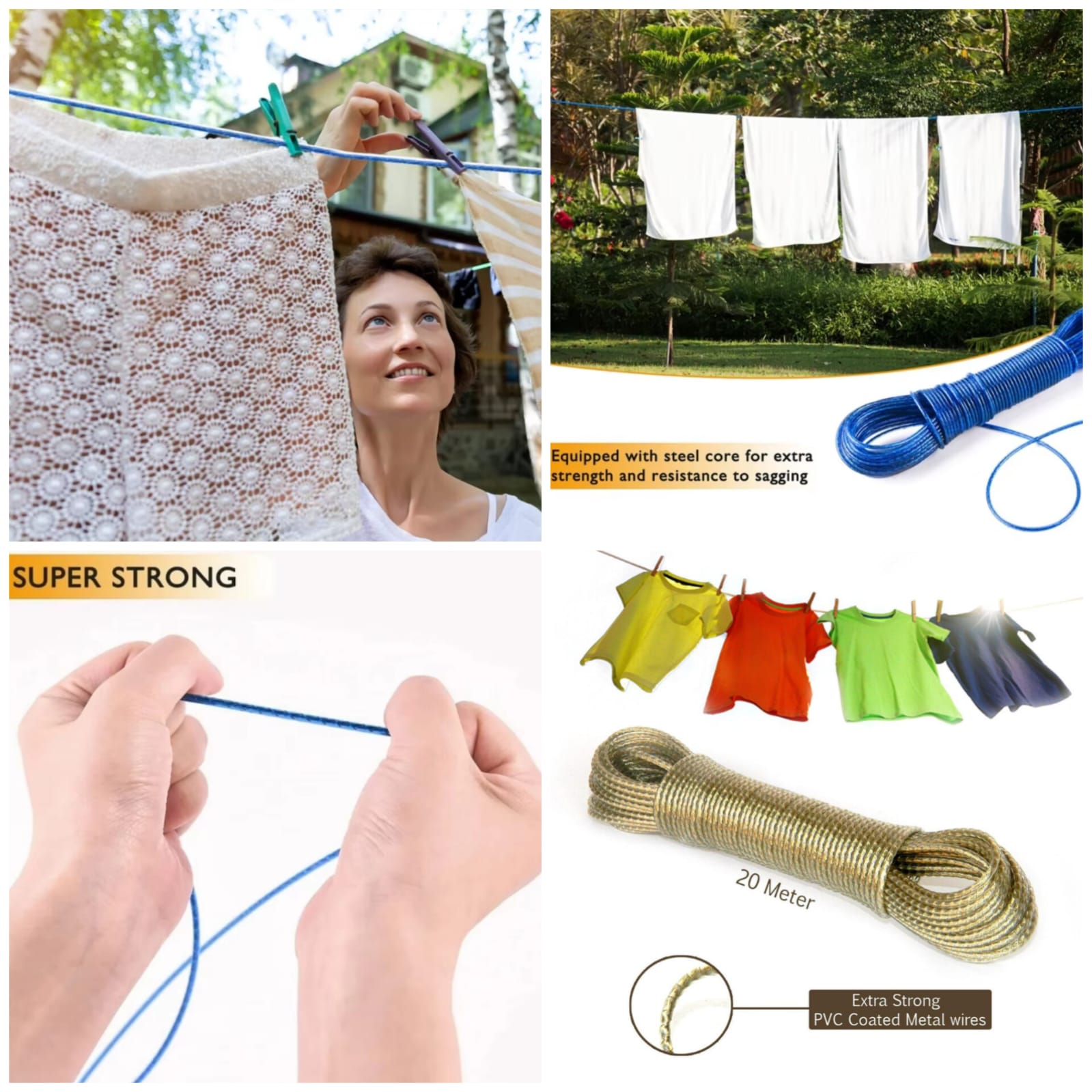 PVC Coated Metal Clothesline – 20M (Random Colour)