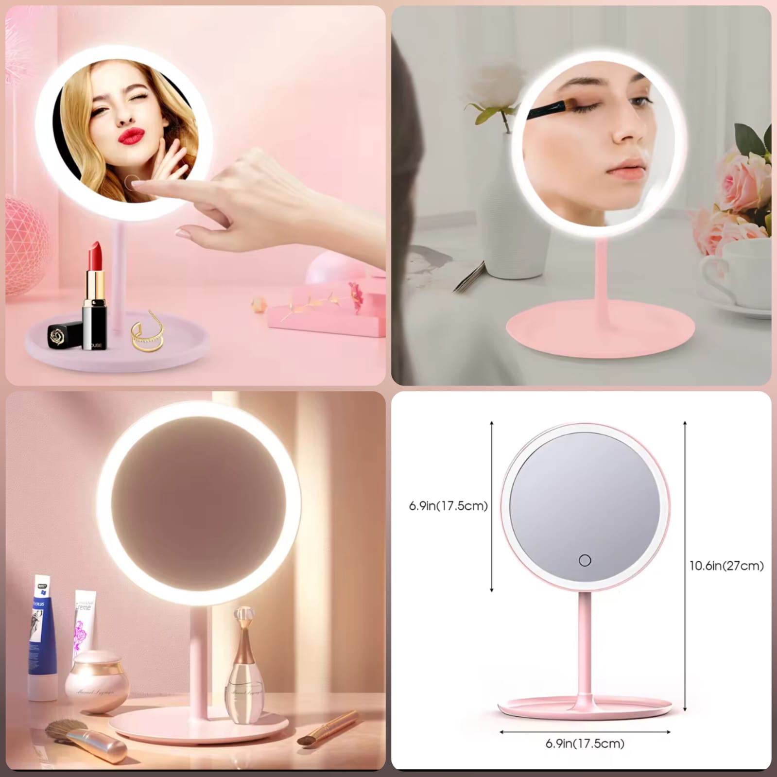 Rechargeable LED Makeup Mirror – Portable & Stylish