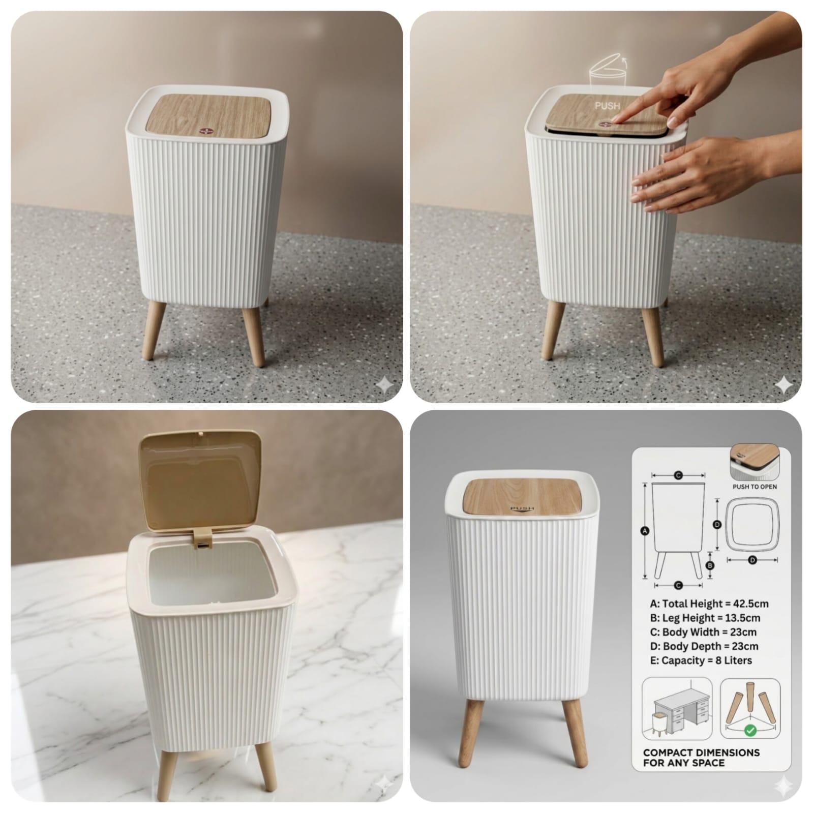 Wooden Dustbin – Square Shape Premium Quality