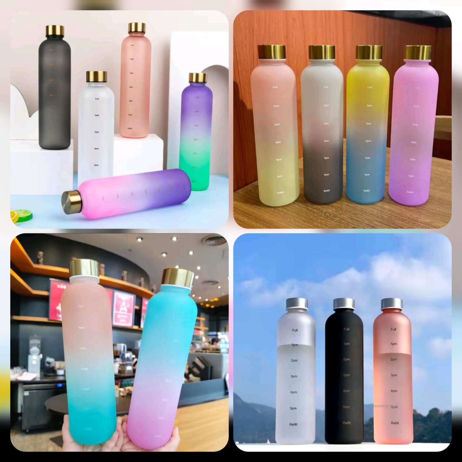 Motivational Time Marker 1L Water Bottle (Multi Colours)